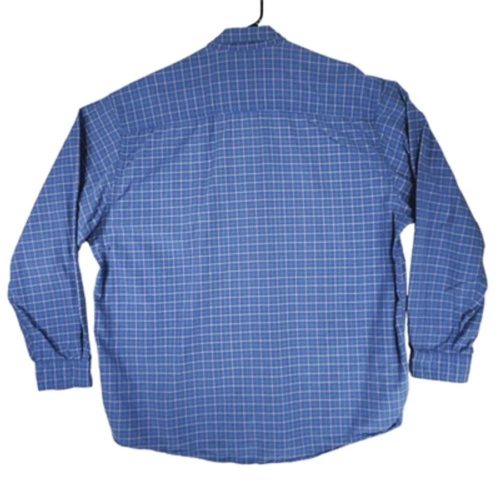 Eddie Bauer XL Mens Button Down Shirt Plaid Blue Green Yellow 100%‎ Cotton